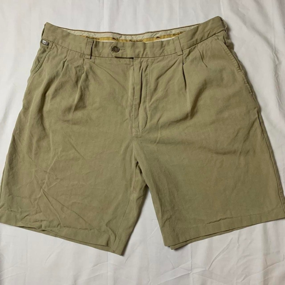 Tommy Bahama Men's Sz 35 Silk Cotton Pleated Tn Shorts Relaxed Fit Golf Workwear